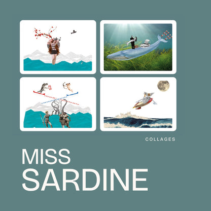Lot de 4 cartes postales • "Mer et Mythes" | Miss Sardine