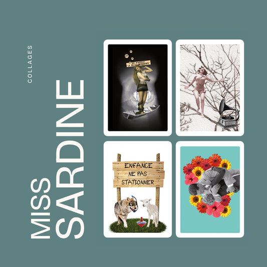 Lot de 4 cartes postales • "Vintage" | Miss Sardine